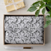 Zwart op witte Floral Wisps, Stripes en Monogram Tissuepapier (Geschenk)