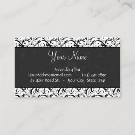 Zwart op witte Floral Wisps, Stripes en Monogram Visitekaartje