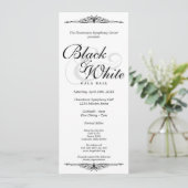 Zwart op witte gala ball danslangwerpig bedrijf kaart (Staand voorkant)
