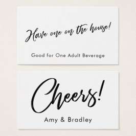 Zwart op Witte Handgeschreven Script Drankkaartjes Visitekaartjes