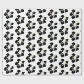 Zwart op witte hibiscus cadeaupapier (Vlak)