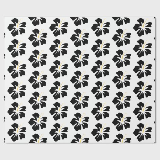 Zwart op witte hibiscus cadeaupapier (Vlak)