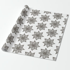Zwart op witte ketchy Flowers Cadeaupapier