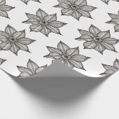 Zwart op witte ketchy Flowers Cadeaupapier (Hoek)