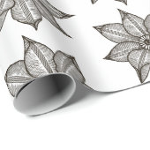 Zwart op witte ketchy Flowers Cadeaupapier (Rol Hoek)