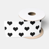 Zwart op Witte Lieve Harten Ontwerp Satijnen Lint (Spoel)