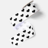 Zwart op Witte Lieve Harten Ontwerp Satijnen Lint (Achterkant)