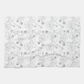 Zwart op witte papavers theedoek (Horizontaal)