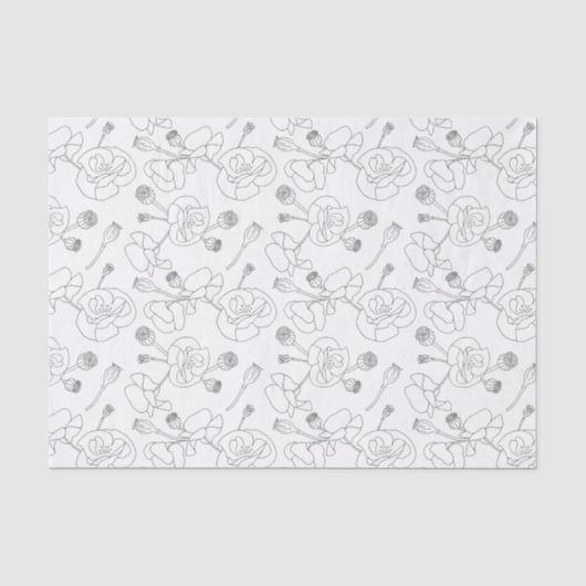 Zwart op witte papavers tissuepapier (Voorkant)