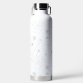 Zwart op witte papavers waterfles (Voorkant)
