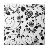 Zwart op witte rosettes tegeltje (Voorkant)