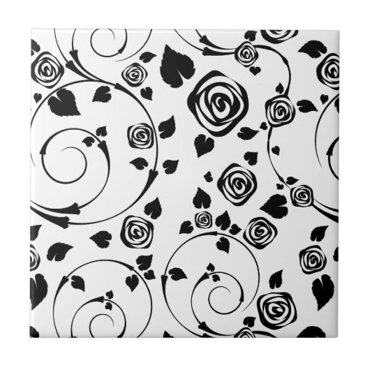 Zwart op witte rosettes tegeltje (Voorkant)
