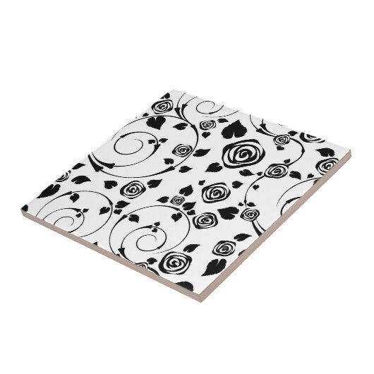 Zwart op witte rosettes tegeltje (Zijkant)