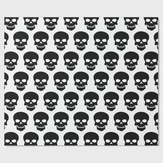 Zwart op witte schedels cadeaupapier (Vlak)