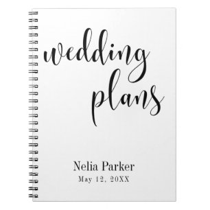 Zwart op witte script typografie trouwplanner 2 notitieboek