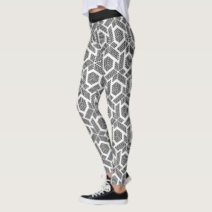 Zwart op witte stippen geometrische patroonpatrone leggings