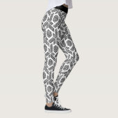 Zwart op witte stippen geometrische patroonpatrone leggings (Rechts)