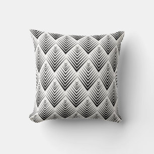 Zwart op witte ventilatoren Art Deco Pattern Kussen