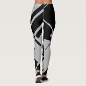 Zwart op zilver grijze grote geometrische vormen leggings (Achterkant)
