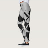 Zwart op zilver grijze grote geometrische vormen leggings (Links)