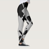 Zwart op zilver grijze grote geometrische vormen leggings (Rechts)