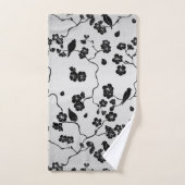 Zwart op zilveren patroonvogels en Cherry Blossom Bad Handdoek (Handdoek)
