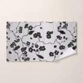 Zwart op zilveren patroonvogels en Cherry Blossom Bad Handdoek (Handdoek)