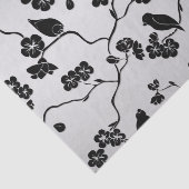 Zwart op zilveren patroonvogels en Cherry Blossom Tissuepapier (Detail)