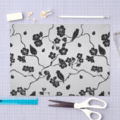 Zwart op zilveren patroonvogels en Cherry Blossom Tissuepapier (Craft)