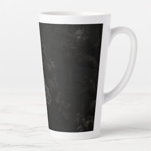 Zwart op Zwart Design Latte Mok (Rechts)