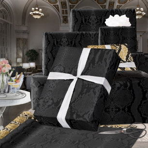 Zwart op zwart, exotische boa constrictor snakeski cadeaupapier