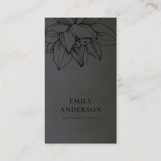ZWART OP ZWART LOTUS SIMPLE REIKI SPIRITUEEL HEALE VISITEKAARTJE (Voorkant)
