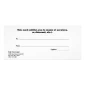 Zwart op zwart Modern Cadeaubon Reclamekaart (Achterkant)