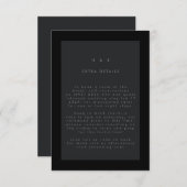 Zwart op zwart Modern Minimalistisch QR CODE Wedde RSVP Kaartje (Voorkant / Achterkant)