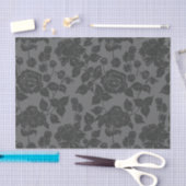Zwart op zwart Roos Damask Floral Pattern Tissuepapier (Craft)