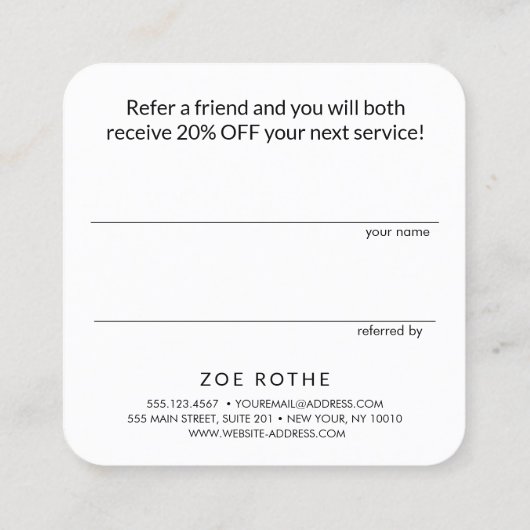 Zwart op zwart Verwijs een Vriend Verwijzing Kaart (Achterkant)