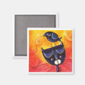 Zwart op Zwart - Vierkante Magneet (Voorkant / Achterkant)