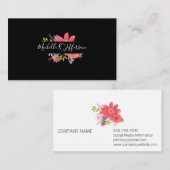 Zwart op zwarte bloemen visitekaartje (Voorkant / Achterkant)