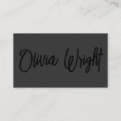 Zwart op zwarte handgeschreven scriptlettertype visitekaartje (Voorkant)