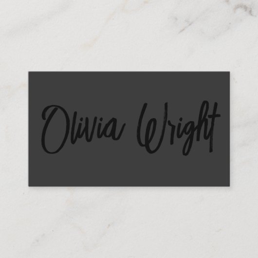 Zwart op zwarte handgeschreven scriptlettertype visitekaartje (Voorkant)