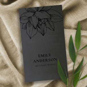 ZWART OP ZWARTE LOTUS SIMPLE REIKI SPIRITUELE HEAL VISITEKAARTJE