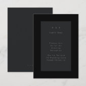 Zwart op zwarte moderne, minimale eenvoudige bruil informatiekaartje (Voorkant / Achterkant)