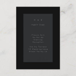 Zwart op zwarte moderne, minimale eenvoudige bruil informatiekaartje