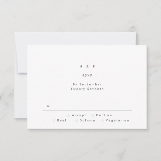 Zwart op zwarte moderne, minimale eenvoudige bruil RSVP kaartje (Voorkant)