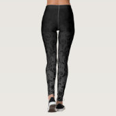 Zwart op zwarte ombre gradiënt fade Floral Damask Leggings (Achterkant)