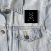 Zwart op zwarte stijlvolle lint vierkante button 5,1 cm (In situ)