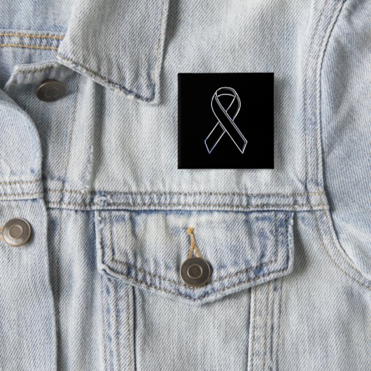 Zwart op zwarte stijlvolle lint vierkante button 5,1 cm (In situ)