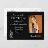 Zwart open huis uitnodiging briefkaart (Voorkant / Achterkant)