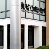 Zwart Open tijdens bouw banner (Buitenkant Gebouw)