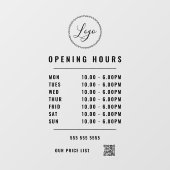 Zwart Openingstijden Logo QR Code Transparant Raamsticker (Vel)